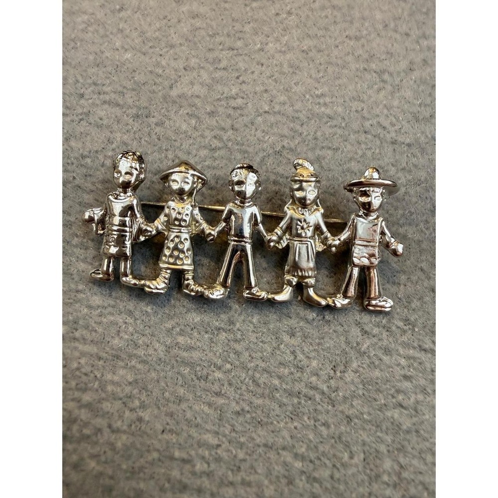 Premier Designs Silver Tone Brooch Children Around the World Unity Pin‎